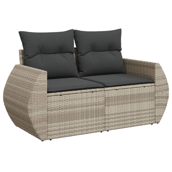 vidaXL Set Divani da Giardino 7pz con Cuscini Grigio Chiaro Polyrattan