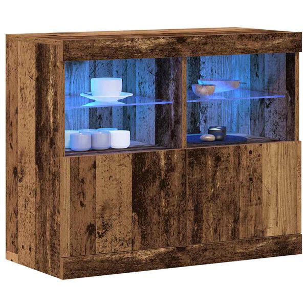 vidaXL Madia LED Marrone 81 x 37 x 66,5 cm Legno multistrato