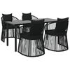 vidaXL Set da Pranzo da Giardino 5 pz Nero con Cuscini in Rattan PVC