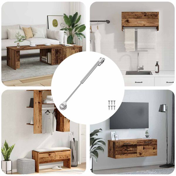 vidaXL Molla Gas Idraulica 12 pcs Argento 280 x 17 x 16 mm PP e Ferro