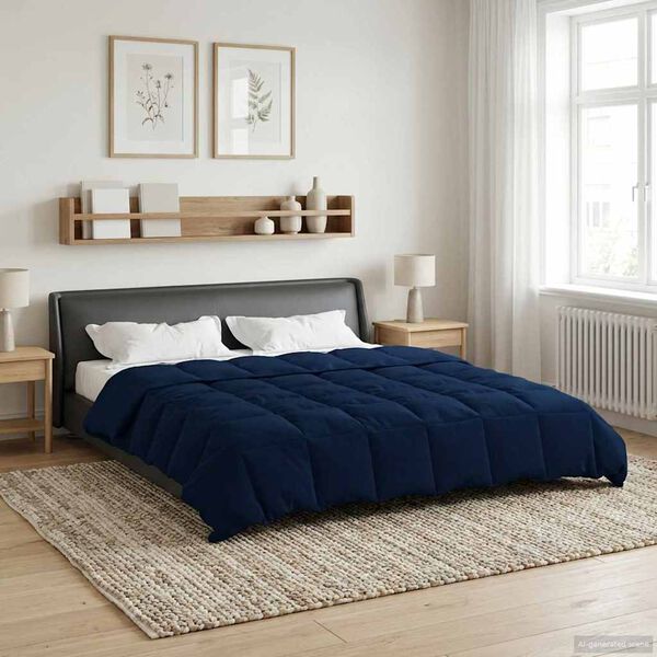 vidaXL Duvet Estivo Trapuntato Blu Scuro 200 x 220 cm Microfibra