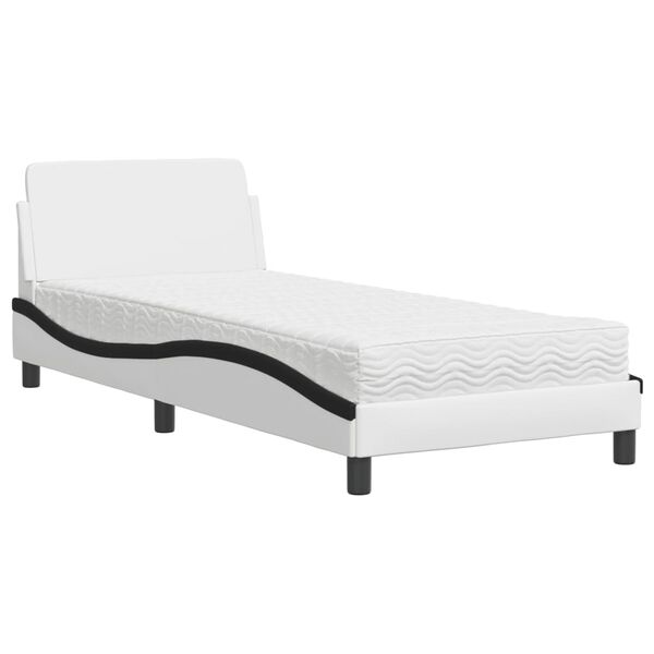vidaXL Letto con Materasso Dover Bianco e Nero 90x190 cm in Similpelle