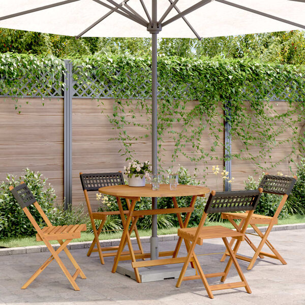 vidaXL Set da Pranzo per Giardino 5pz Nero Polyrattan e Legno Massello