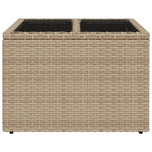 vidaXL Tavolo da Giardino Piano in Vetro Beige 55x55x37 cm Polyrattan