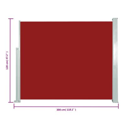 vidaXL Tenda da Sole Laterale Retrattile 120 x 300 cm Rossa