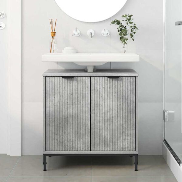 vidaXL Armadio per Lavabo da Bagno Grigio cemento 60,5 x 33,5 x 61 cm