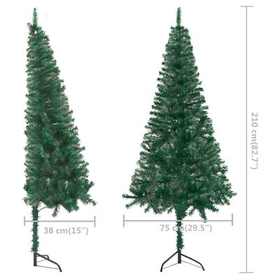 vidaXL Albero di Natale per Angolo Preiluminato 210 cm Verde PVC