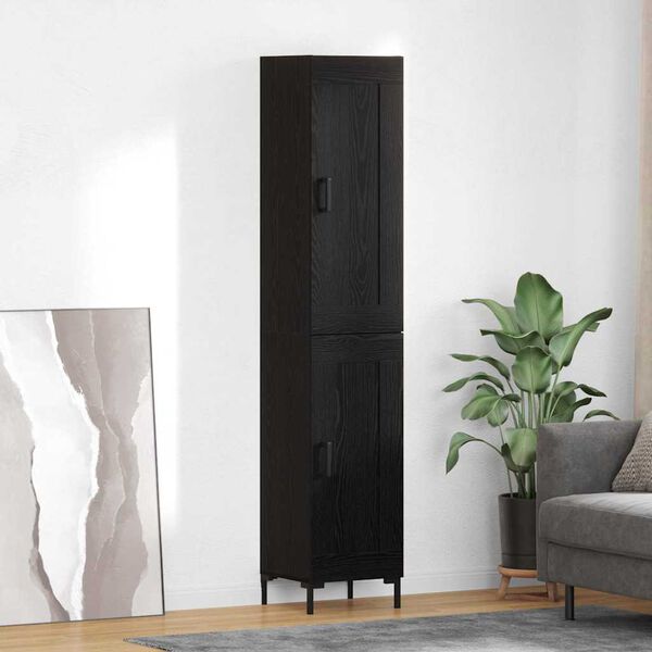 vidaXL Credenza Rovere Nero 34,5 x 34 x 180 cm Legno multistrato