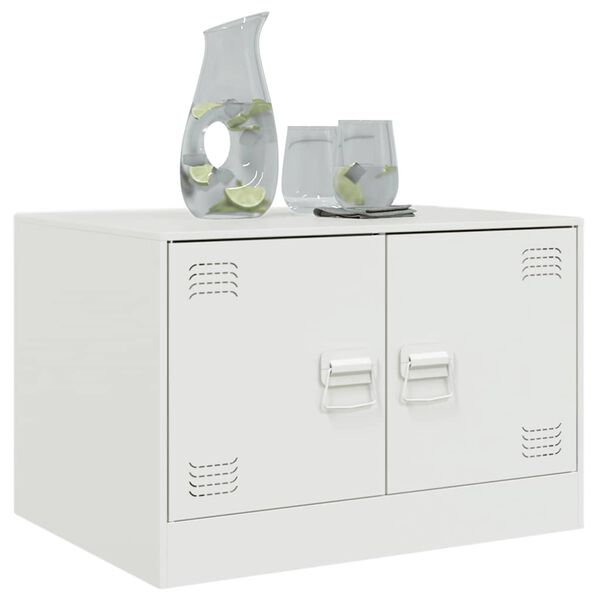 vidaXL Tavolino da Salotto Bianco 67x50x44 cm in Acciaio