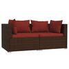 vidaXL Divano a 2 Posti con Cuscini in Polyrattan Marrone