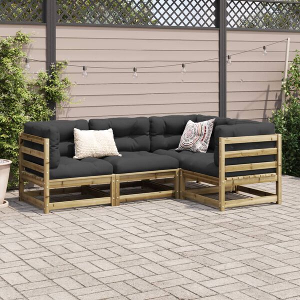 vidaXL Set Divani da Giardino 4 pz in Legno Impregnato di Pino