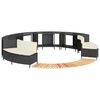 vidaXL Bordo per Spa Nero in Polyrattan e Legno Massello di Acacia