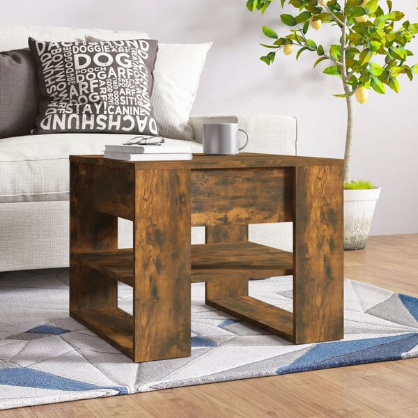 vidaXL Tavolino da Salotto Rovere Fumo 55,5x55x45 cm Legno Multistrato