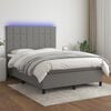 vidaXL Letto a Molle Materasso e LED Grigio Scuro 140x200cm in Tessuto