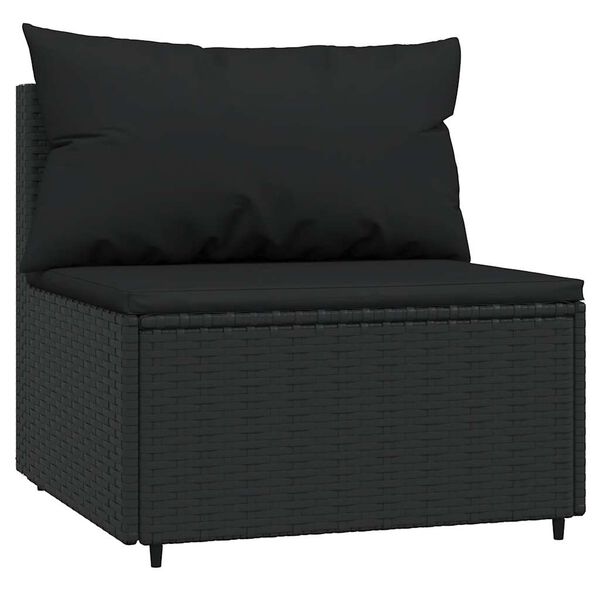 vidaXL Set Divani da Giardino 3 pz con Cuscini Nero in Polyrattan