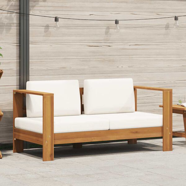 vidaXL Sedia da Giardino con Cuscino 140 cm Bianco Crema Legno Acacia