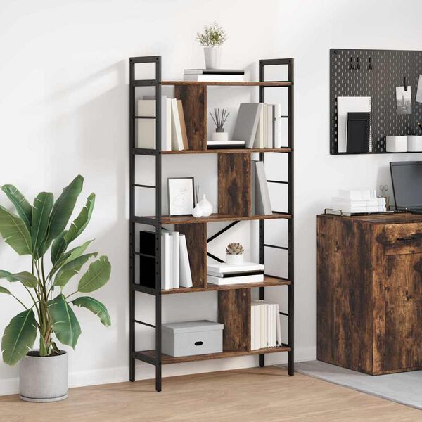 vidaXL Libreria Rovere fum&eacute; 75 x 30 x 156 cm Legno multistrato