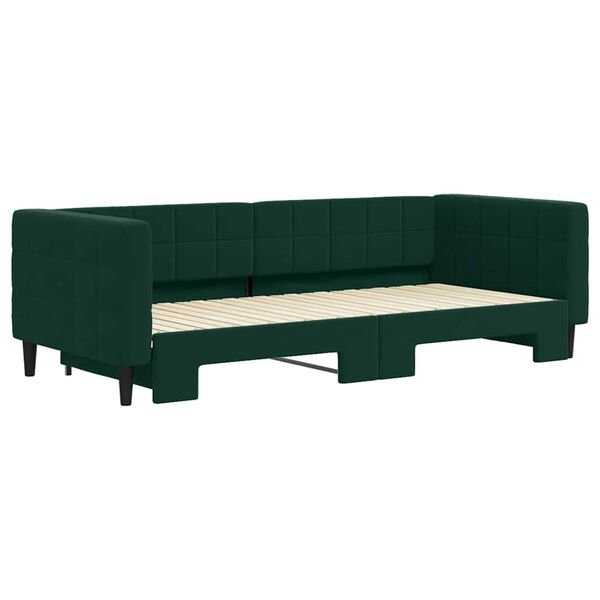 vidaXL Divano Letto con Letto Estraibile Verde Scuro 90x200cm Velluto