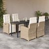vidaXL Set da Pranzo da Giardino 5 pz con Cuscini Beige in Polyrattan