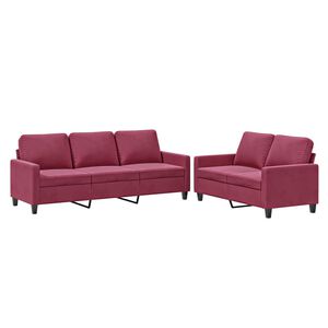 vidaXL Set di Divani 2 pz con Cuscini Rosso Vino in Velluto