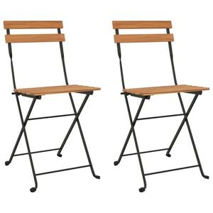 vidaXL Sedie Pieghevoli da Bistr&ograve; 2 pz Legno Massello Teak e Acciaio