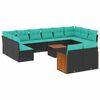 vidaXL Set Divani da Giardino 13 pz con Cuscini Nero in Polyrattan