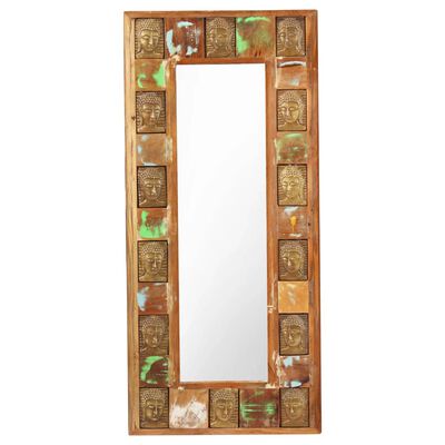 vidaXL Specchio Decorato con Buddha 50x110 cm in Massello di Recupero