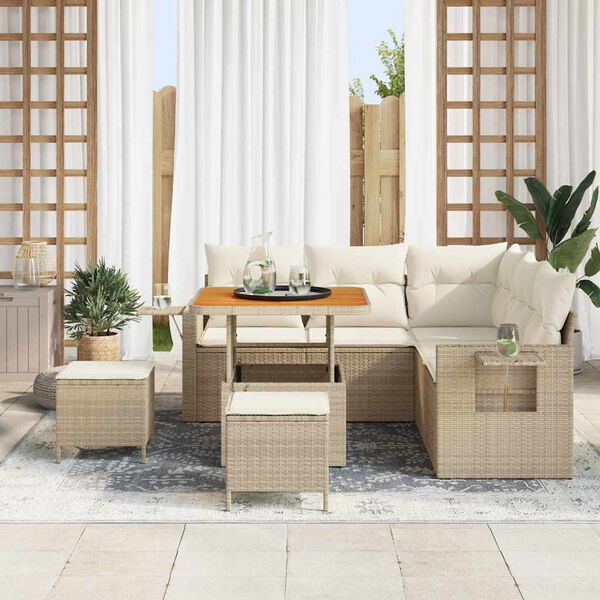 vidaXL Set Divano da Giardino con cuscino 8 pcs Beige polyrattan