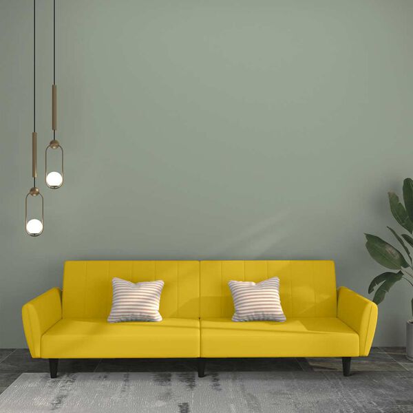 vidaXL Divano Letto a 2 Posti Giallo in Velluto