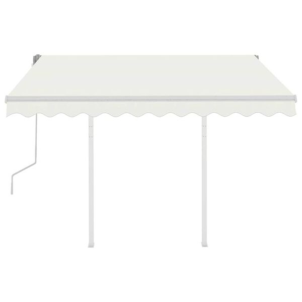 vidaXL Tenda da Sole Retrattile Manuale con Pali 3x2,5 m Crema