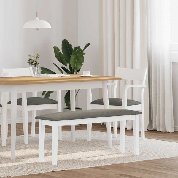 vidaXL Panca 110 cm Bianco in Legno Massello di Hevea