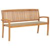vidaXL Panchina da Giardino Impilabile con Cuscino 159cm Teak Massello