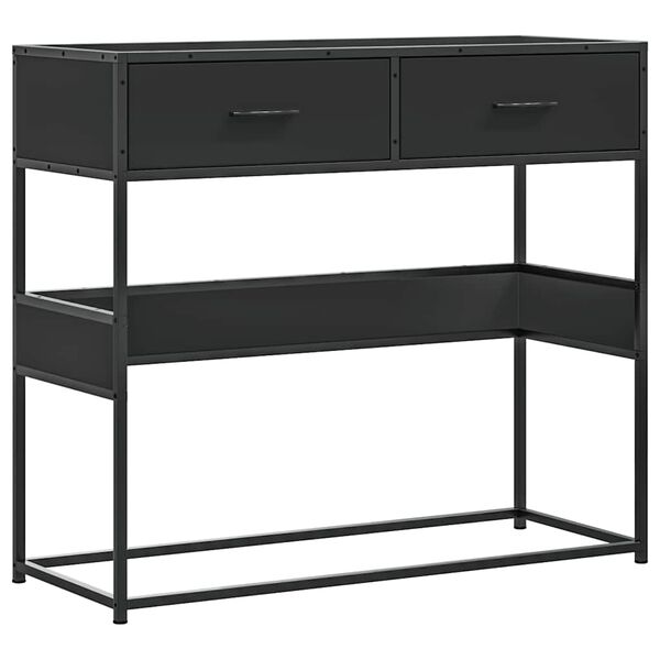 vidaXL Tavolino Consolle Nero 90x35x80 cm in Legno Multistrato