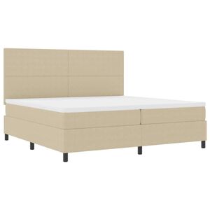 vidaXL Letto a molle con testiera Grigio chiaro e bianco 200 x 200 cm