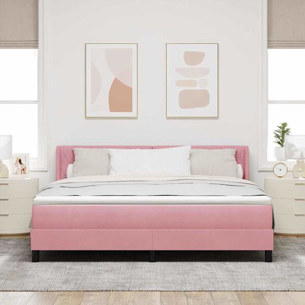 vidaXL Letto a molle con materasso Rosa 200 x 180 cm Velluto