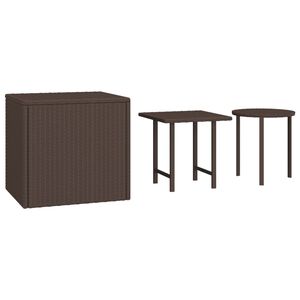 vidaXL Tavolini da Giardino 3 pz Marroni in Polyrattan