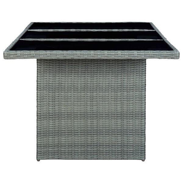 vidaXL Tavolino da Giardino Grigio Chiaro Polyrattan e Vetro Temperato