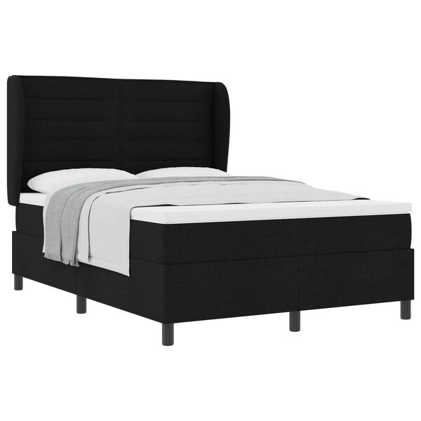 vidaXL Letto a molle con materasso Nero 140 x 190 cm Tessuto