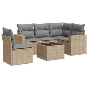 vidaXL Set Divano da Giardino 6 pz con Cuscini Beige in Polyrattan