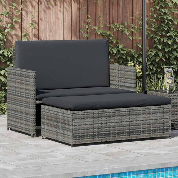 vidaXL Set Divani da Giardino 2 pz con Cuscini in Polyrattan Grigio