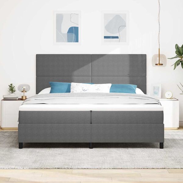 vidaXL Letto a molle con testiera Grigio chiaro e bianco 200 x 200 cm