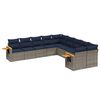 vidaXL Set Divani da Giardino 10 pz con Cuscini Grigio in Polyrattan