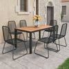 vidaXL Set da Pranzo da Giardino 7 pz in Rattan PVC Nero e Marrone
