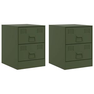 vidaXL Comodini 2 pz Verde34,5x39x44 cm in Acciaio