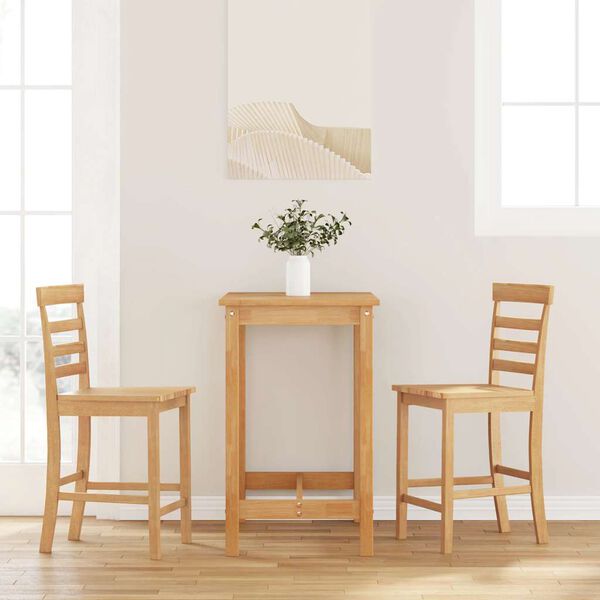 vidaXL Sgabelli da Bar 2 pz Naturale Legno Massello di Hevea