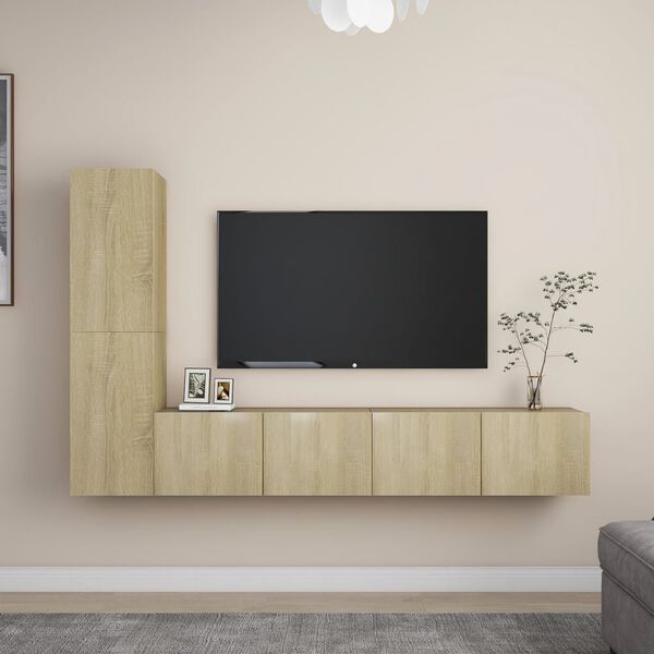 vidaXL Set di Mobili TV 4 pz Rovere Sonoma in Legno Multistrato
