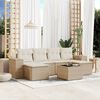 vidaXL Set Divani da Giardino 7 pz con Cuscini Beige in Polyrattan