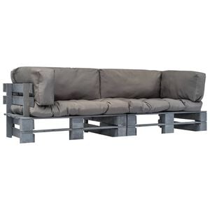 vidaXL Set Divani Giardino Pallet 2pz con Cuscini Grigi Legno di Pino