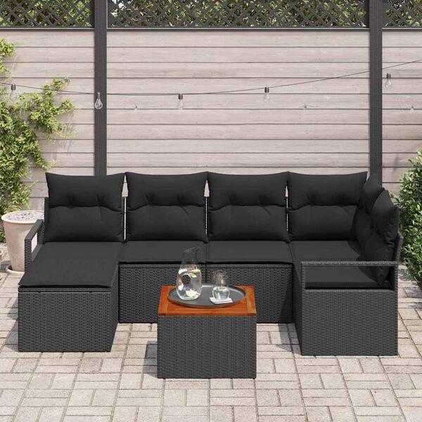 vidaXL Set Divano da Giardino 7 pcs Nero
