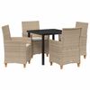 vidaXL Set da Pranzo per Giardino 5 pz Beige polyrattan